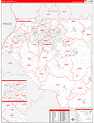 St. Clair County Wall Map Red Line Style